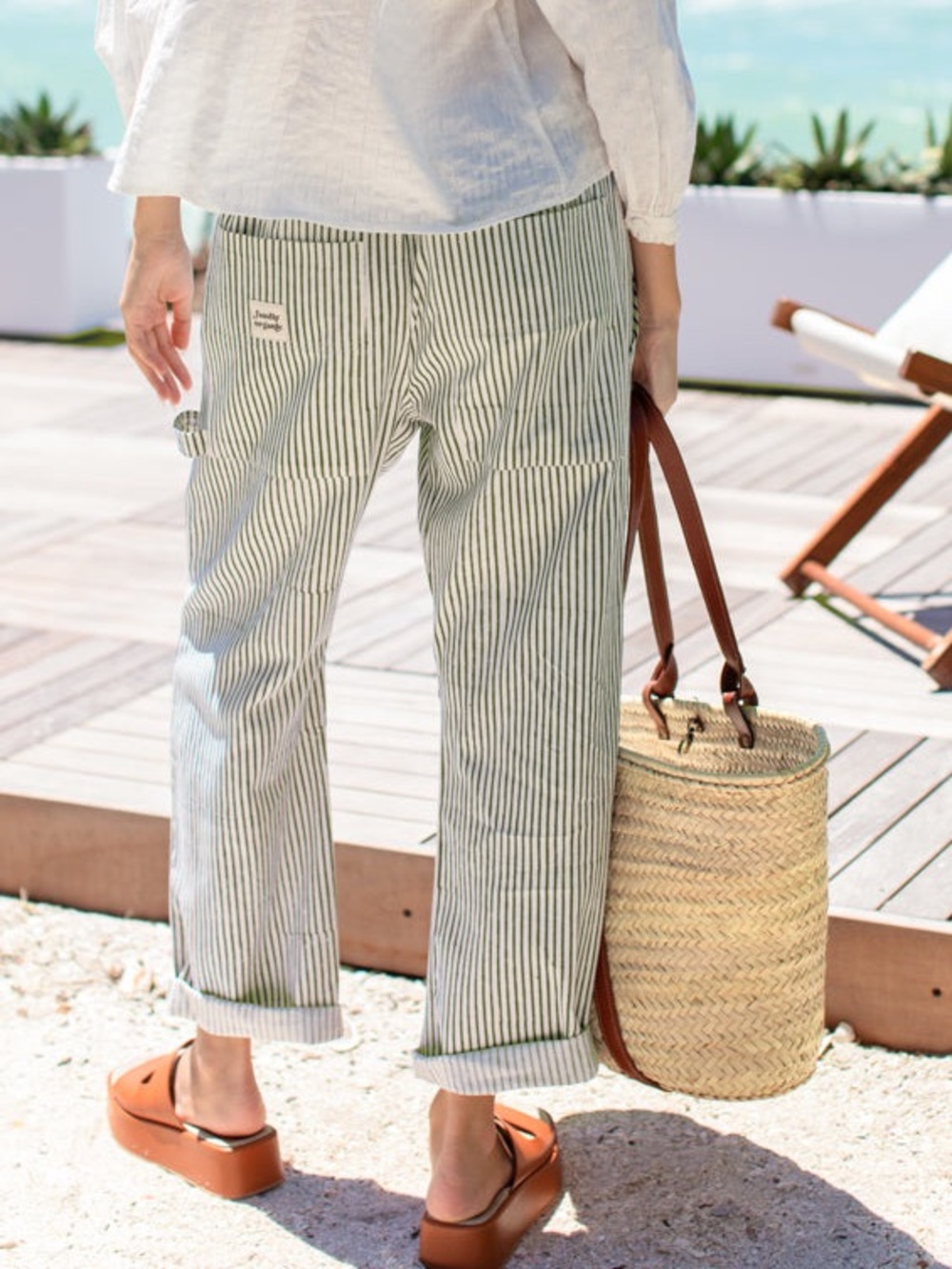 Emerson Fry FAMILY CARGO PANT - MOSS STRIPE ORGANIC sz S